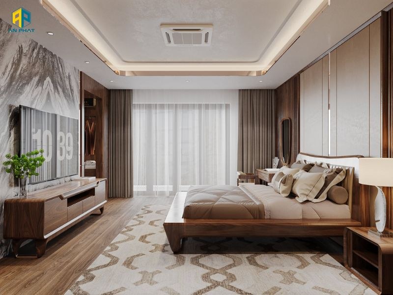 Phòng Ngủ Hiện Đại Sang Trọng Với Nội Thất Gỗ Tự Nhiên Cao Cấp