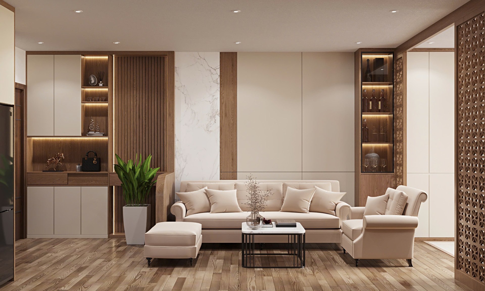 Thiết kế nội thất căn hộ phong cách Indochine hiện đại: Sự giao thoa tinh tế giữa truyền thống và tiện nghi